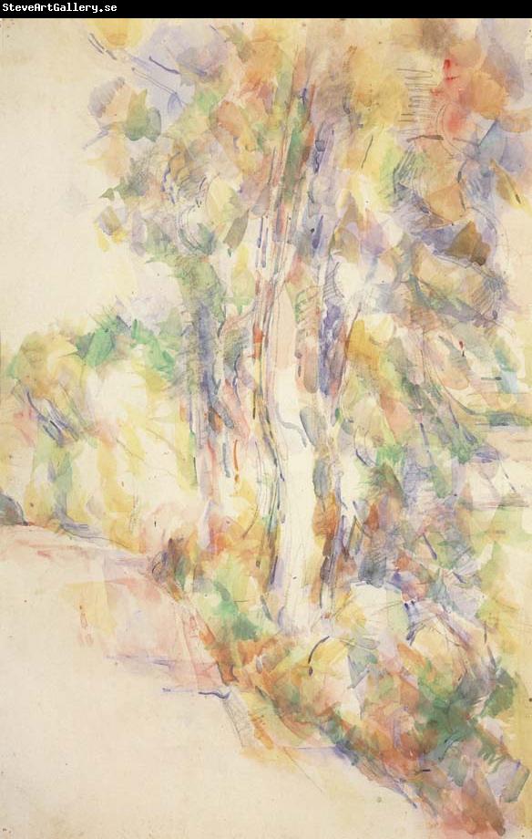 Paul Cezanne Road with trees on a slope